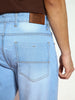 Men's Ice Blue Straight Fit Washed Jeans Stretchable