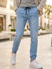 Men's Light Blue Slim Fit Stretch Jogger Jeans