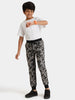 Urbano Juniors Boy's Dark Grey Printed Regular Fit Jogger Track Pants Stretch