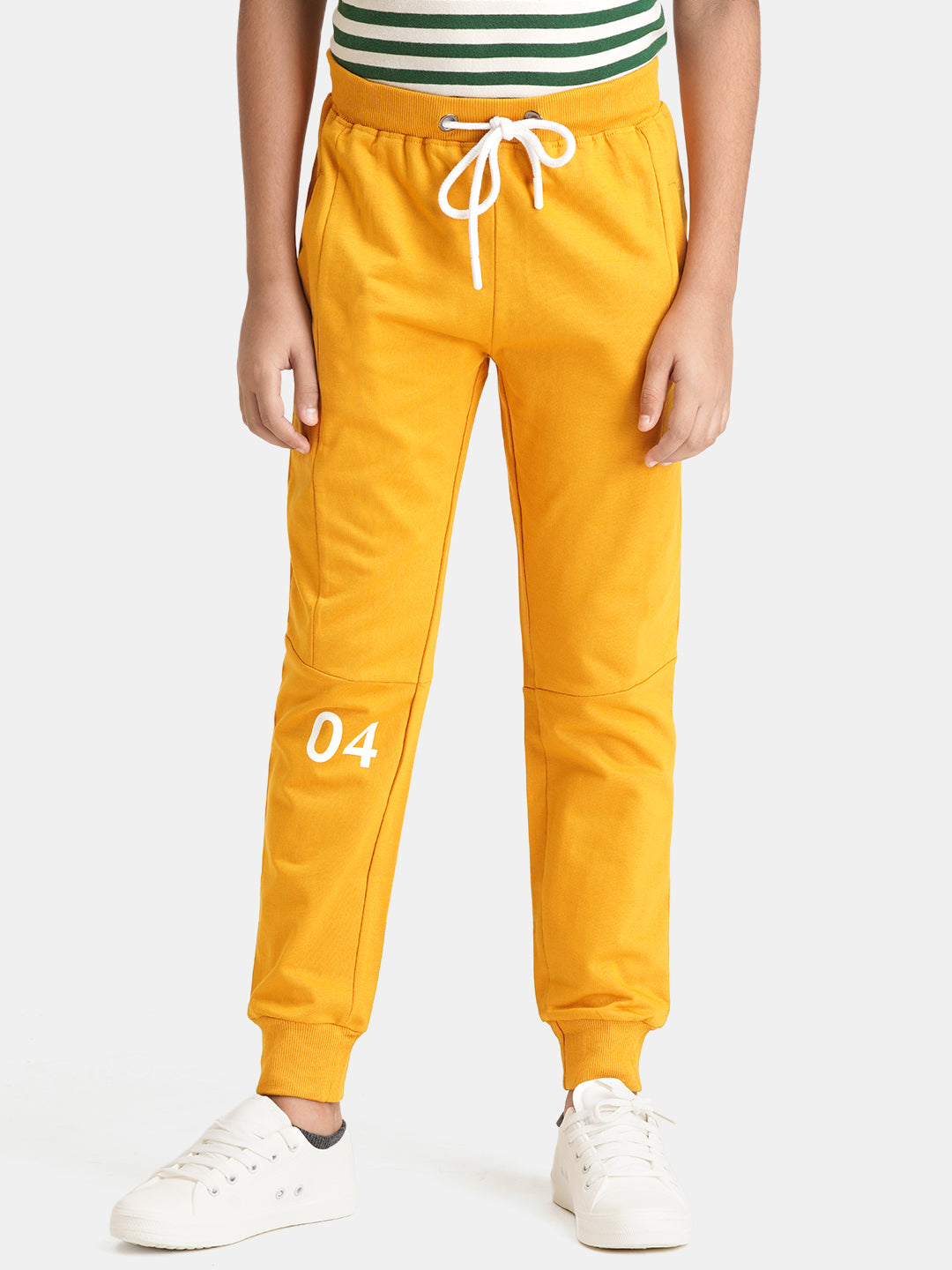 Urbano Juniors Boy's Orange Solid Regular Fit Jogger Track Pants Stretch