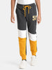 Urbano Juniors Boy's Green, White, Orange Printed, Color Block Regular Fit Jogger Track Pants Stretch