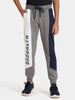 Urbano Juniors Boy's Grey, Dark Blue, White Printed, Color Block Regular Fit Jogger Track Pants Stretch