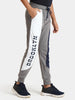 Urbano Juniors Boy's Grey, Dark Blue, White Printed, Color Block Regular Fit Jogger Track Pants Stretch