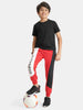 Urbano Juniors Boy's Red, Black, White Printed, Color Block Regular Fit Jogger Track Pants Stretch