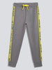 Urbano Juniors Boy's Grey Printed, Striped Regular Fit Jogger Track Pants Stretch