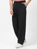 Men's Black Loose Baggy Fit Solid Korean Pants Stretchable