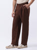 Men's Brown Loose Baggy Fit Solid Korean Pants Stretchable