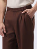 Men's Brown Loose Baggy Fit Solid Korean Pants Stretchable