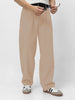 Men's Cream Loose Baggy Fit Solid Korean Pants Stretchable