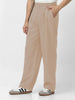 Men's Cream Loose Baggy Fit Solid Korean Pants Stretchable