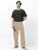 Men's Cream Loose Baggy Fit Solid Korean Pants Stretchable