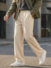 Men's Cream Loose Baggy Fit Solid Korean Pants Stretchable