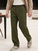 Men's Dark Olive Loose Baggy Fit Solid Korean Trousers Stretchable
