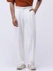 Men's White Loose Baggy Fit Solid Korean Pants Stretchable