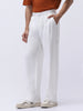 Men's White Loose Baggy Fit Solid Korean Pants Stretchable