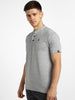 Urbano Fashion Men's Grey Melange Solid Mandarin Collar Slim Fit Half Sleeve Cotton T-Shirt