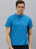 Urbano Fashion Men's Sky Blue Solid Mandarin Collar Slim Fit Cotton T-Shirt