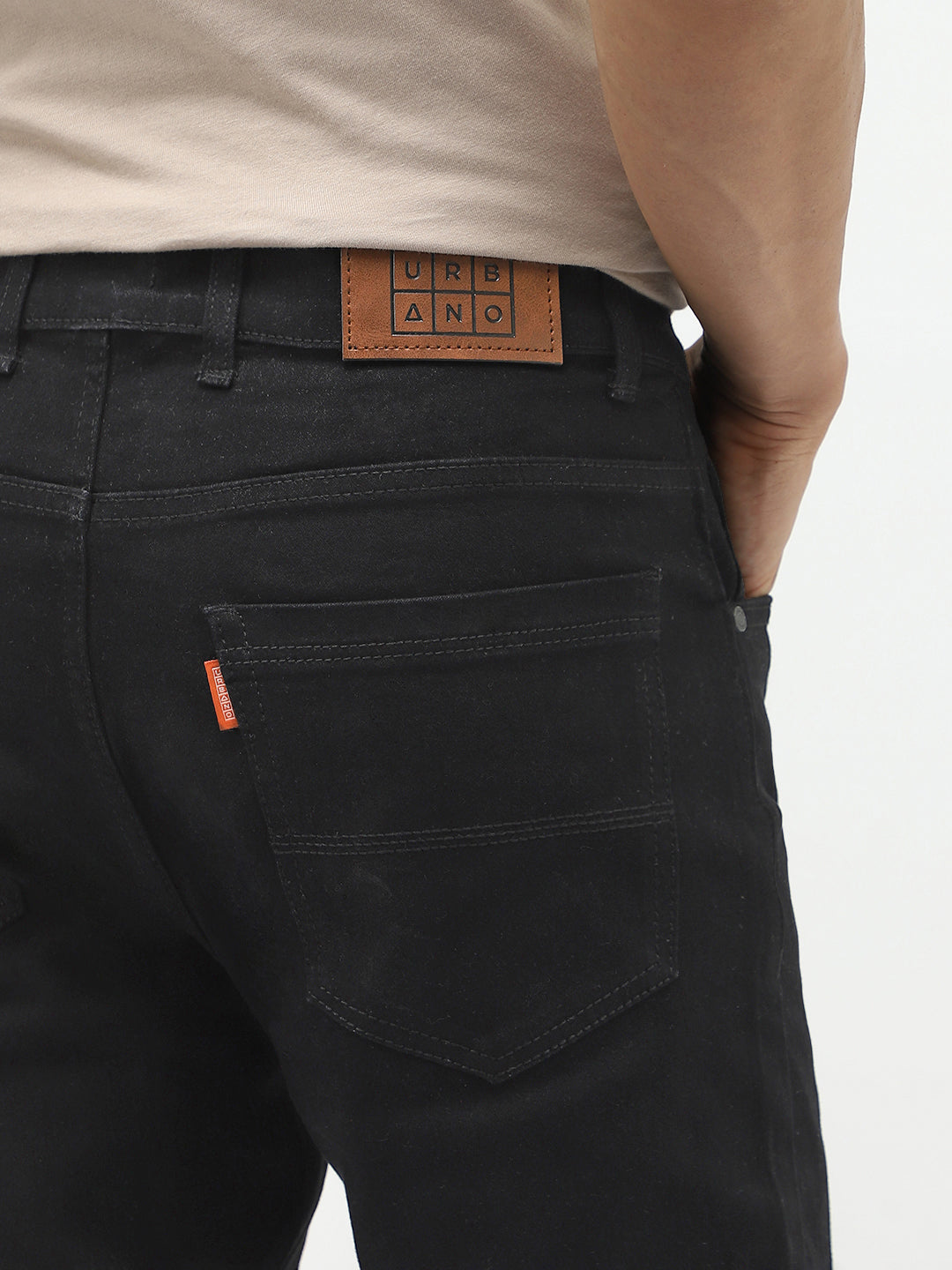 Men Slim Mid Rise Black Jeans Stretchable