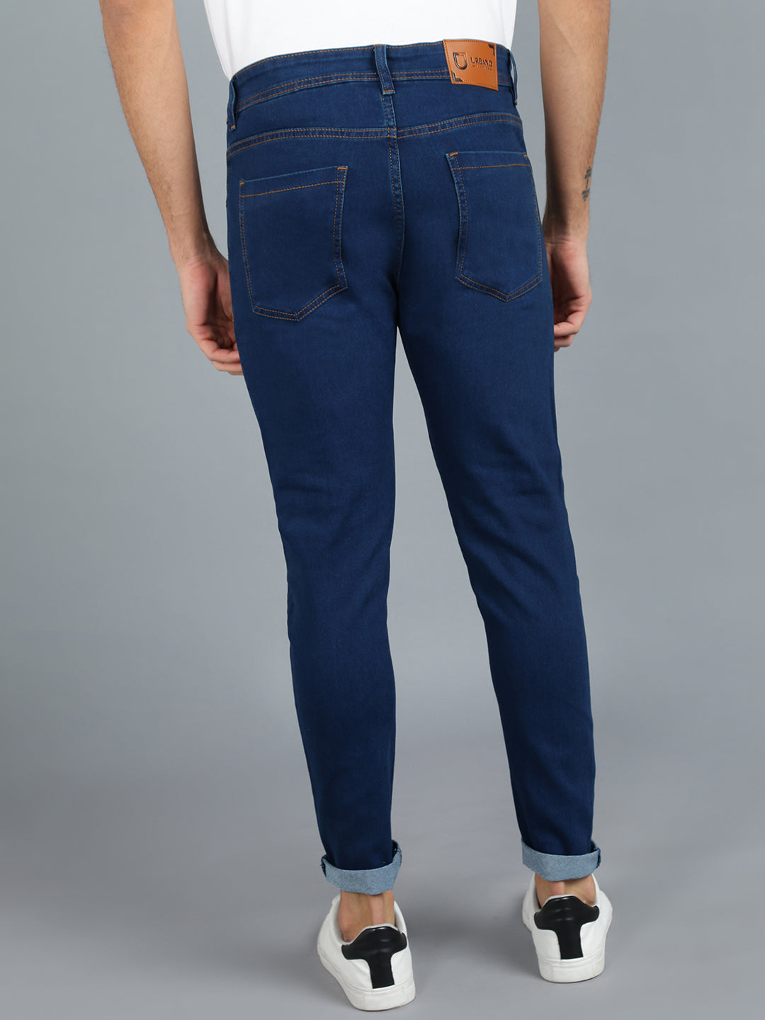 Men's Navy Carrot Fit Denim Jeans Stretchable