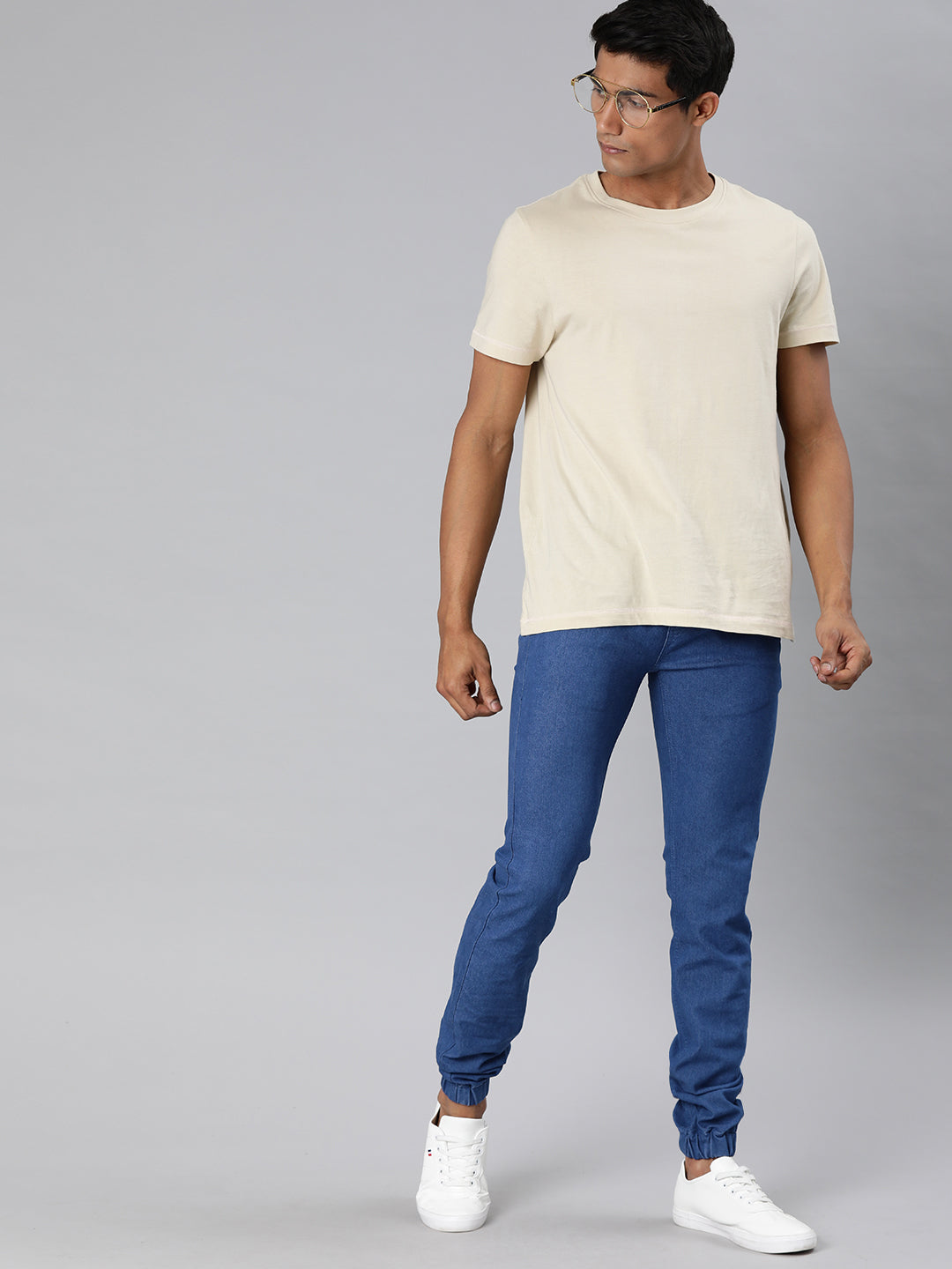 Men's Sky Blue Slim Fit Washed Jogger Jeans Stretchable