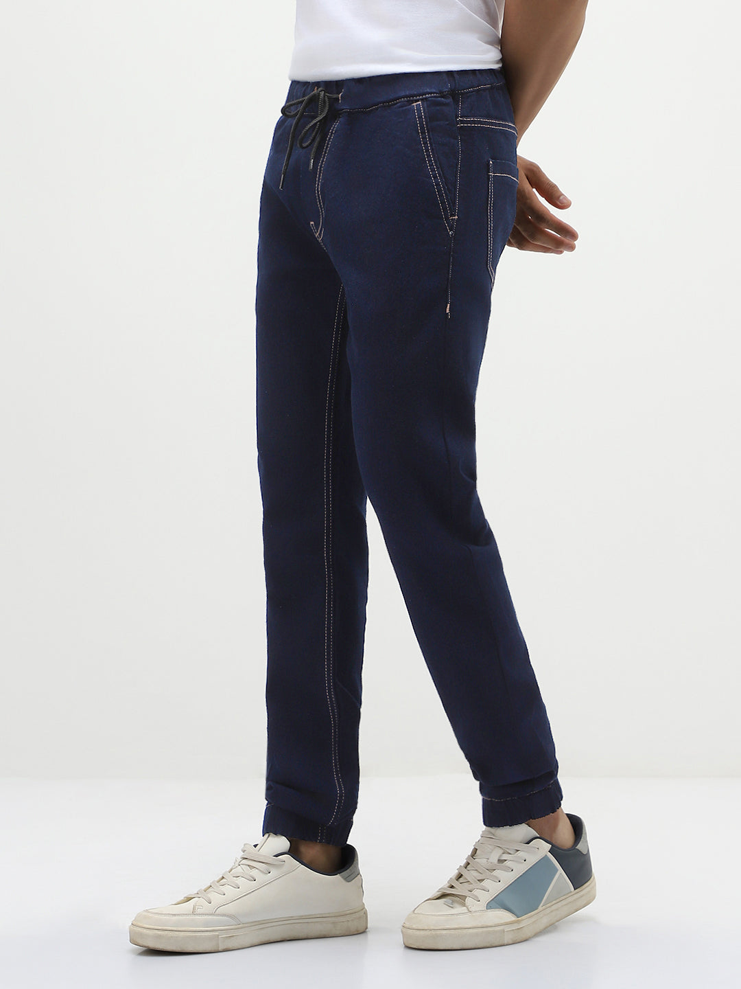 Men's Dark Blue Jogger Jeans Slim Fit Stretch