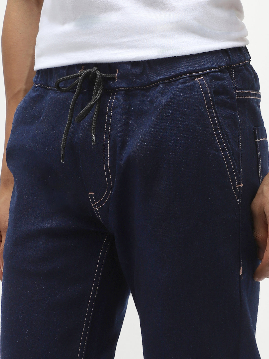 Men's Dark Blue Jogger Jeans Slim Fit Stretch
