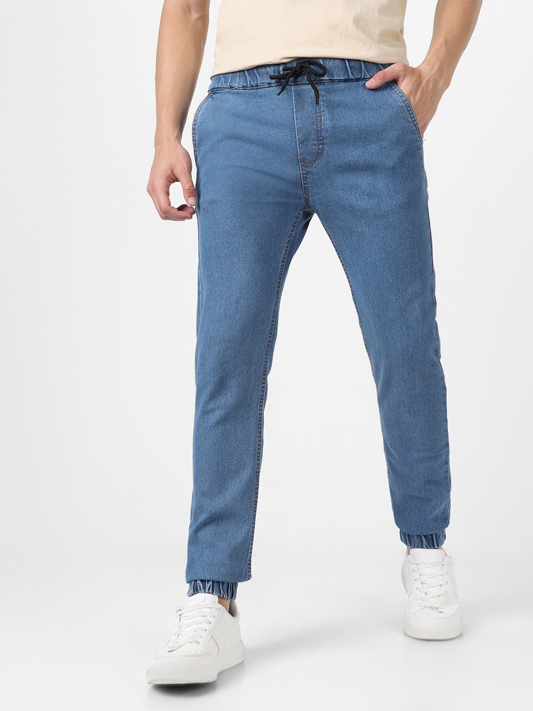 Men's Light Blue Jogger Jeans Slim Fit Stretch