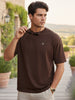 Men's Chicory Coffee Solid Round Neck Oversized Half Sleeve Cotton T-Shirt