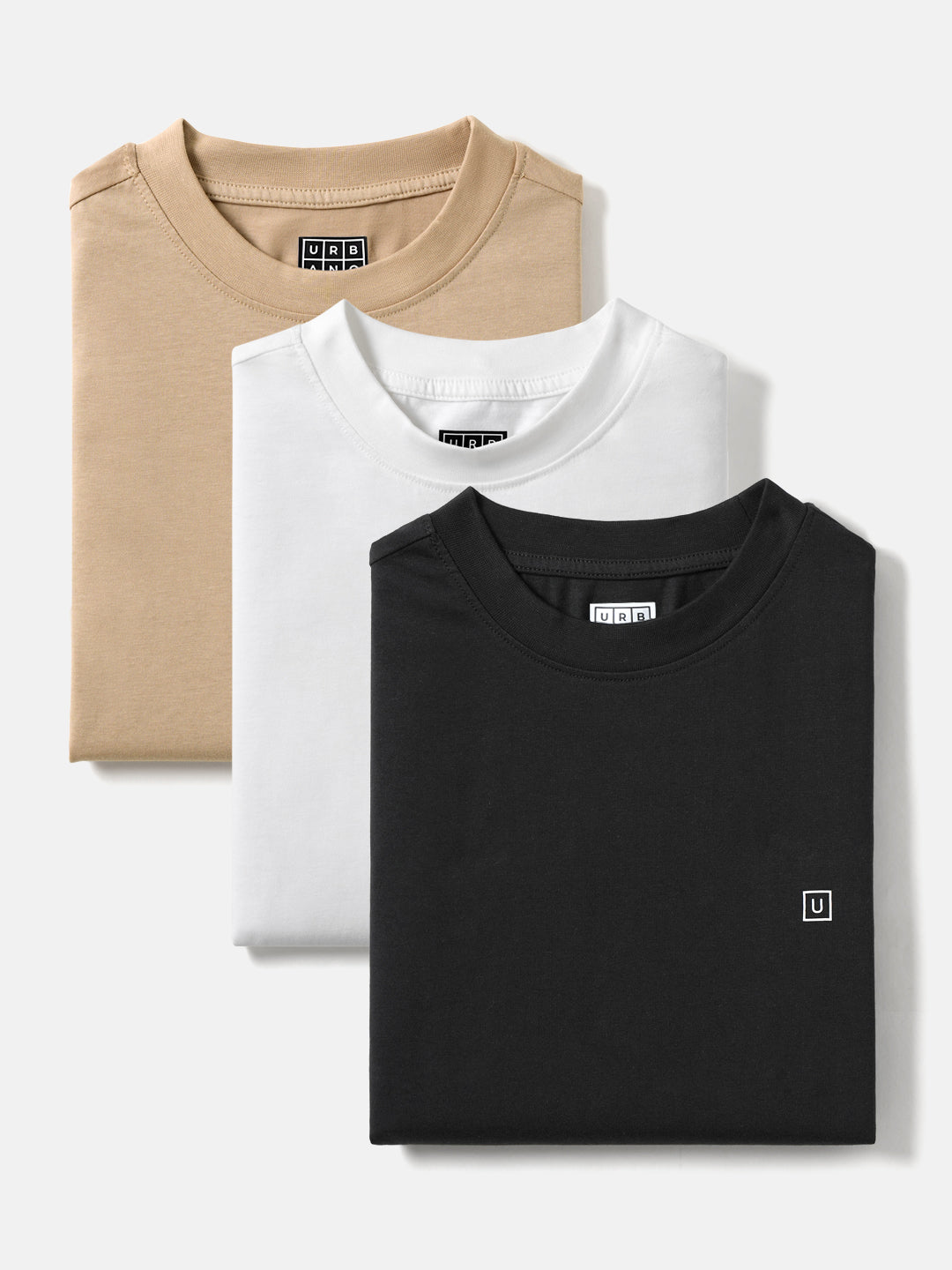Men's Multicolor Solid Round Neck Oversized Fit Cotton T-Shirts Pack of 3