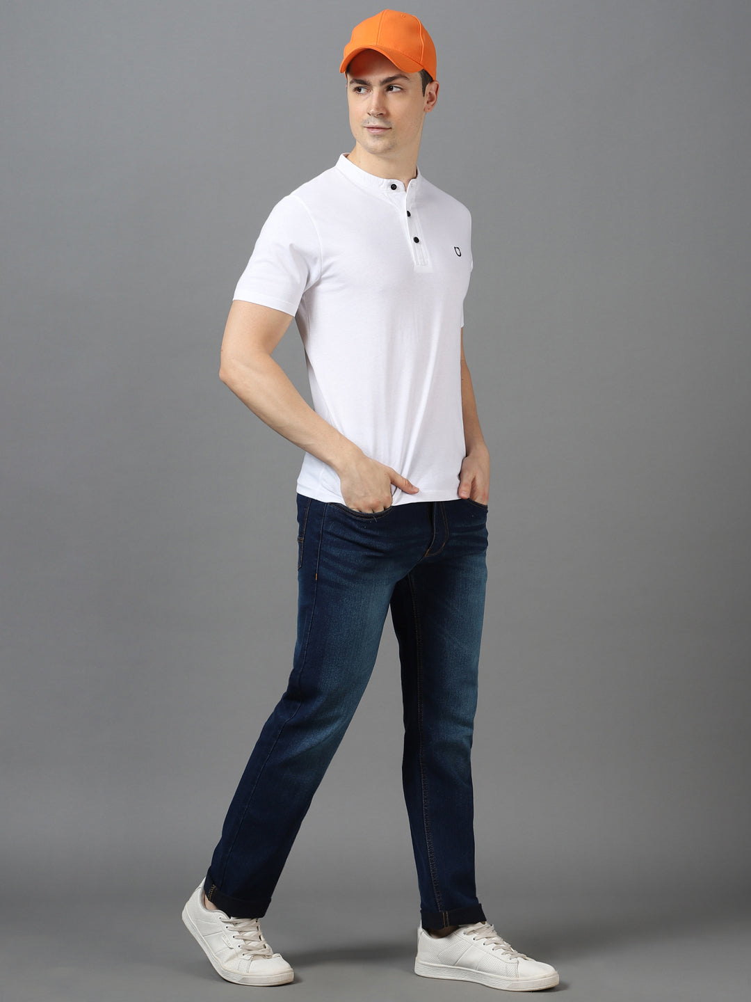 Men's Blue Regular Fit Washed Jeans Stretchable