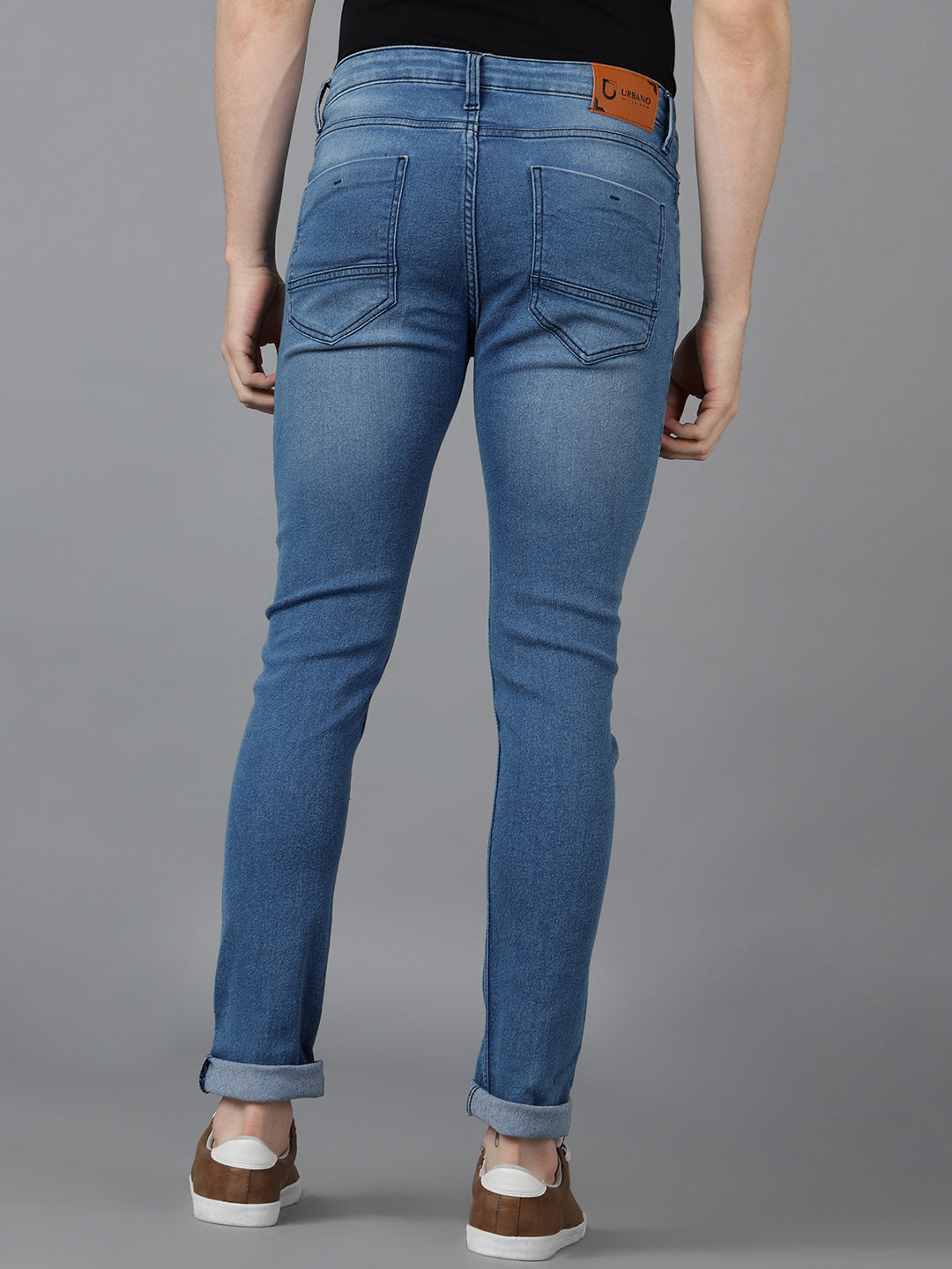 Men's Blue Slim Fit Mild Distressed/Torn Jeans Stretchable