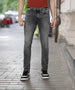 Men's Grey Slim Fit Washed Jeans Stretchable