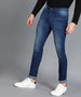 Men's Dark Blue Skinny Fit Washed Jeans Stretchable