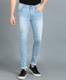 Men's Light Blue Skinny Fit Washed Jeans Stretchable