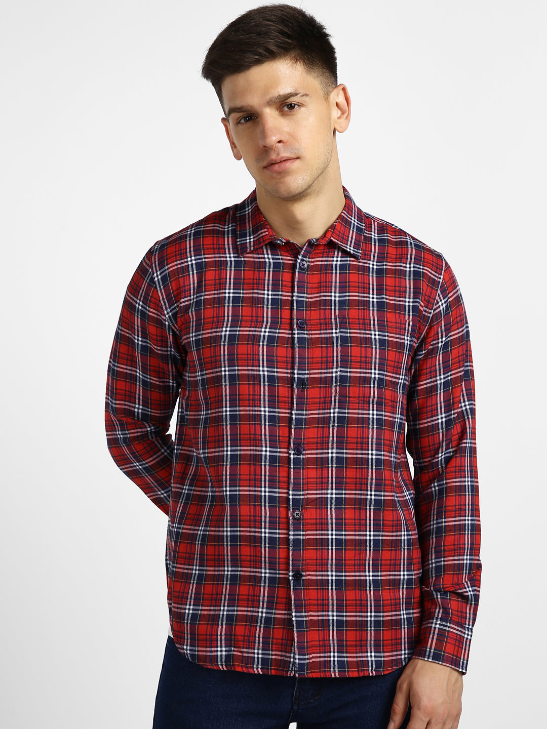 Urbano Fashion Men's Maroon Cotton Full Sleeve Slim Fit Casual Checkered Shirt