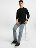 Urbano Fashion Men's Black Cotton Full Sleeve Slim Fit Solid Shirt with Mandarin Collar