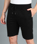 Urbano Fashion Men's Black Cotton Regular Shorts Stretchable