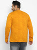 Urbano Plus Men's Mustard Printed Full Sleeve Regular Fit Cotton T-Shirt
