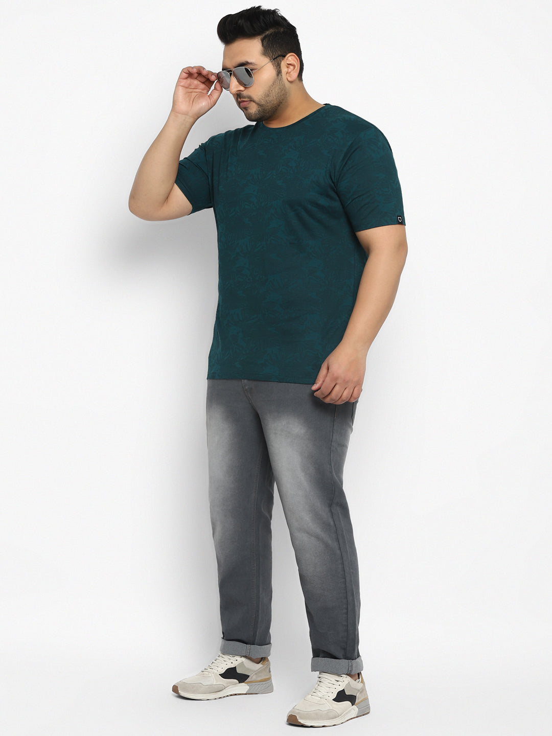 Urbano Plus Men's Dark Green Printed Half Sleeve Regular Fit Cotton T-Shirt