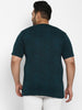 Plus Men's Dark Green Printed Regular Fit Henley Neck Half Sleeve Cotton T-Shirt