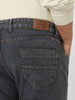 Plus Men's Dark Grey Regular Fit Washed Jeans Stretchable