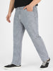 Plus Men's Light Grey Regular Fit Washed Jeans Stretchable