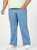 Plus Men's Ice Blue Regular Fit Washed Denim Bootcut Jeans Stretchable