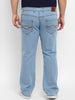 Urbano Plus Men's Ice Blue Regular Fit Washed Denim Bootcut Jeans Stretchable