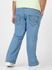 Plus Men's Ice Blue Regular Fit Washed Denim Bootcut Jeans Stretchable