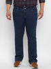 Plus Men's Blue Regular Fit Washed Denim Bootcut Jeans Stretchable