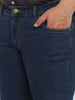 Plus Men's Blue Regular Fit Washed Denim Bootcut Jeans Stretchable