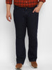 Plus Men's Dark Blue Regular Fit Washed Denim Bootcut Jeans Stretchable