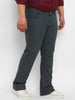 Plus Men's Dark Grey Regular Fit Washed Denim Bootcut Jeans Stretchable