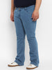 Plus Men's Light Blue Regular Fit Washed Denim Bootcut Jeans Stretchable